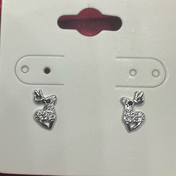 Sterling Silver Crystal Reindeer Stud Earrings – Holiday Christmas Jewelry NWOT - Picture 7 of 7